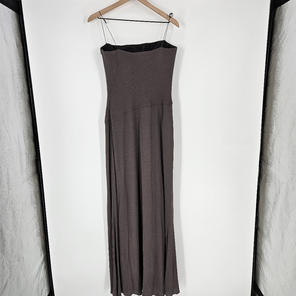 Halston Gray Spaghetti Strap Sequin Detail Full Length Gown - Picture 9 of 15